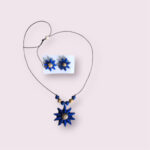 Navy Blue Flower Pendant Daily Wear Necklace