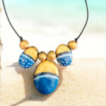 Oval Dual Tone Blue Pendant Daily Wear Necklace