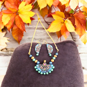 Half Moon Blue Pendant Necklace